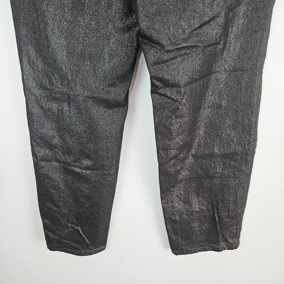 Old Navy High-Waisted Shine OG Loose Jeans Black Metallic Shimmer Size 14 - Picture 9 of 15